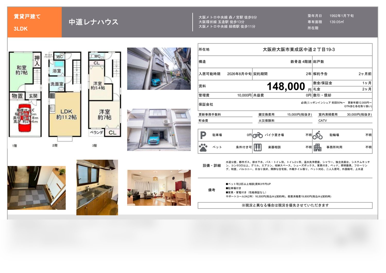 Nakamichi Lena House, 3LDK 募集図面